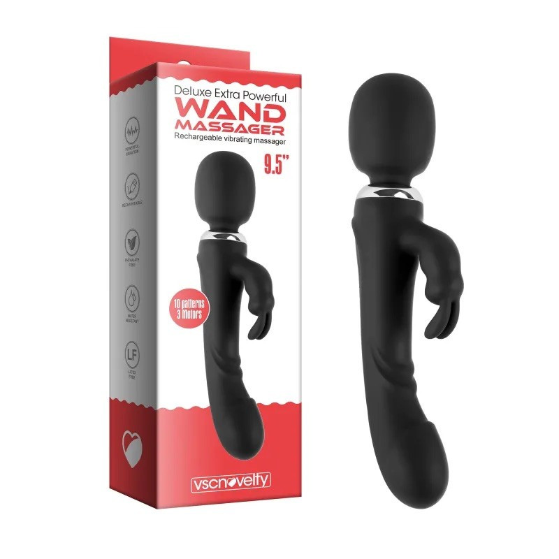Вібратор унікальний потрійний для жінок Deluxe Extra Powerful Wand Massager, фото 1