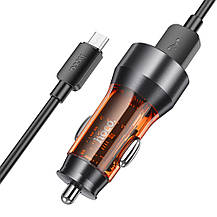 SM  SM Автомобильное зарядное устройство Hoco NZ12 2 USB QC 36W transparent orange + кабель USB to MicroUSB, фото 3