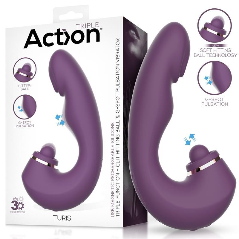 Вібратор із кліторальним стимулятором Action Turis Soft Clit Hitting Ball, фото 1