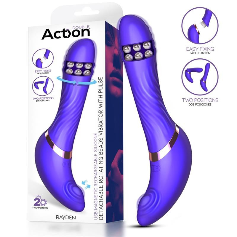 ACTION RAYDEN DETACHABLE ROTATING BEADS VIBRATOR WITH PULSATION TWO POSITIONS, фото 1