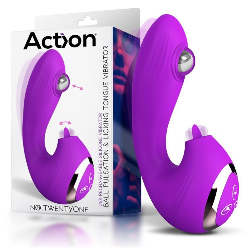 Вібратор для жінок Action No Twentyone Ball Pulsation Licking Tongue Vibtrator, фото 1