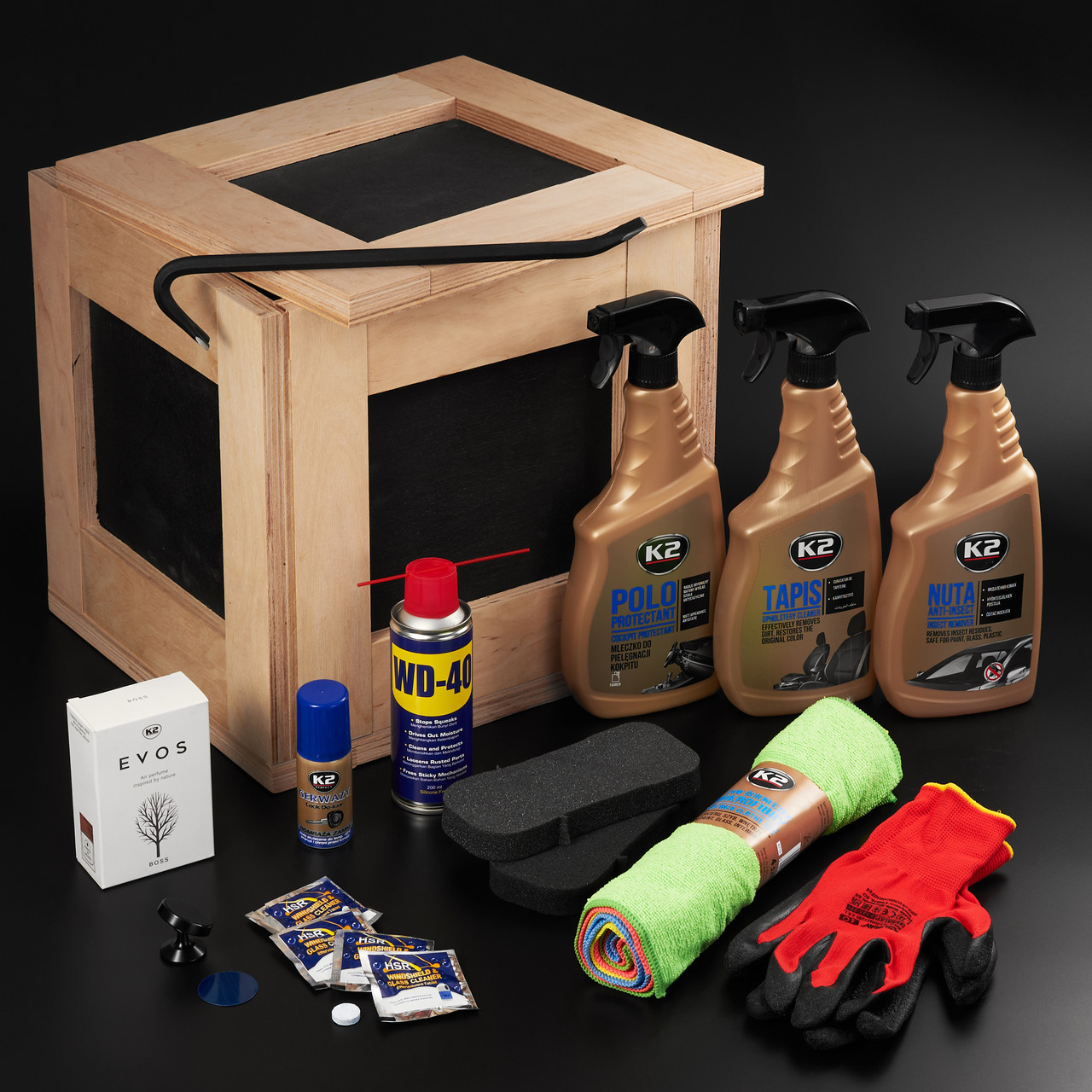 Подарунковий набір для чоловіка автомобіліста Подарунковий набір у ящику з ламом "Автолюбник стандарт", фото 1