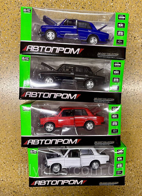 Металлическая машинка Жигули Ваз 2106 Автопром 7642, звук свет