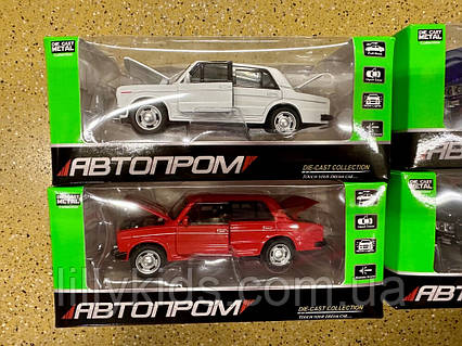 Металлическая машинка Жигули Ваз 2106 Автопром 7642, звук свет