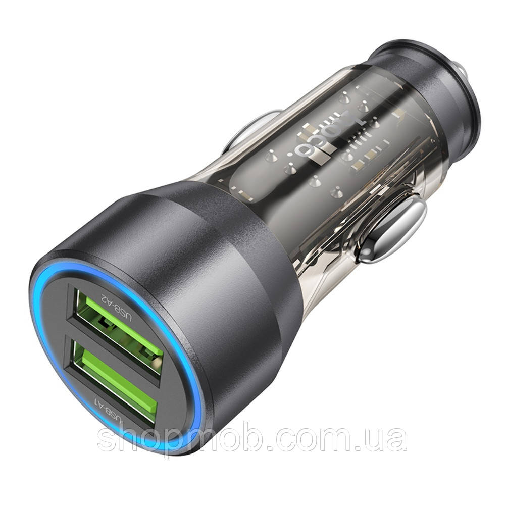 SM  SM Автомобильное зарядное устройство Hoco NZ12 2 USB QC 36W transparent black