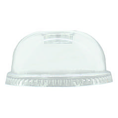 Кришка під PET стакан купольна з пробивкою прозора 100шт/уп / Купольні кришки для стаканів