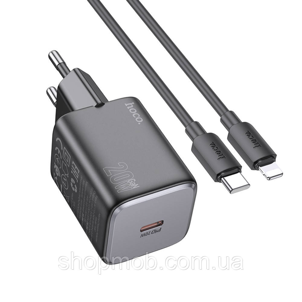 SM  SM Сетевое зарядное устройство Hoco N40 Type-C PD 20W black + кабель Type-C to Lightning