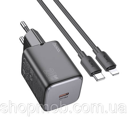 SM  SM Сетевое зарядное устройство Hoco N40 Type-C PD 20W black + кабель Type-C to Lightning, фото 2