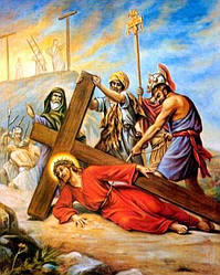 Алмазна картина ТМ Алмазна мозаіка Ісус падає втретє (DM-452) 40 х 50 см (Без підрамника)