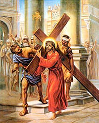 Набір алмазної вишивки ТМ Алмазна мозаіка Ісус бере хрест на свої плечі (DMF-445) 40 х 50 см (На підрамнику)