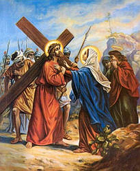Алмазна мозаїка ТМ Алмазна мозаіка Ісус зустрічає свою Матір (DMF-447) 40 х 50 см (На підрамнику)