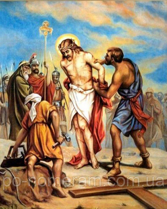 Картина зі страз ТМ Алмазна мозаіка З Ісуса здирають одяг (DMF-453) 40 х 50 см (На підрамнику)