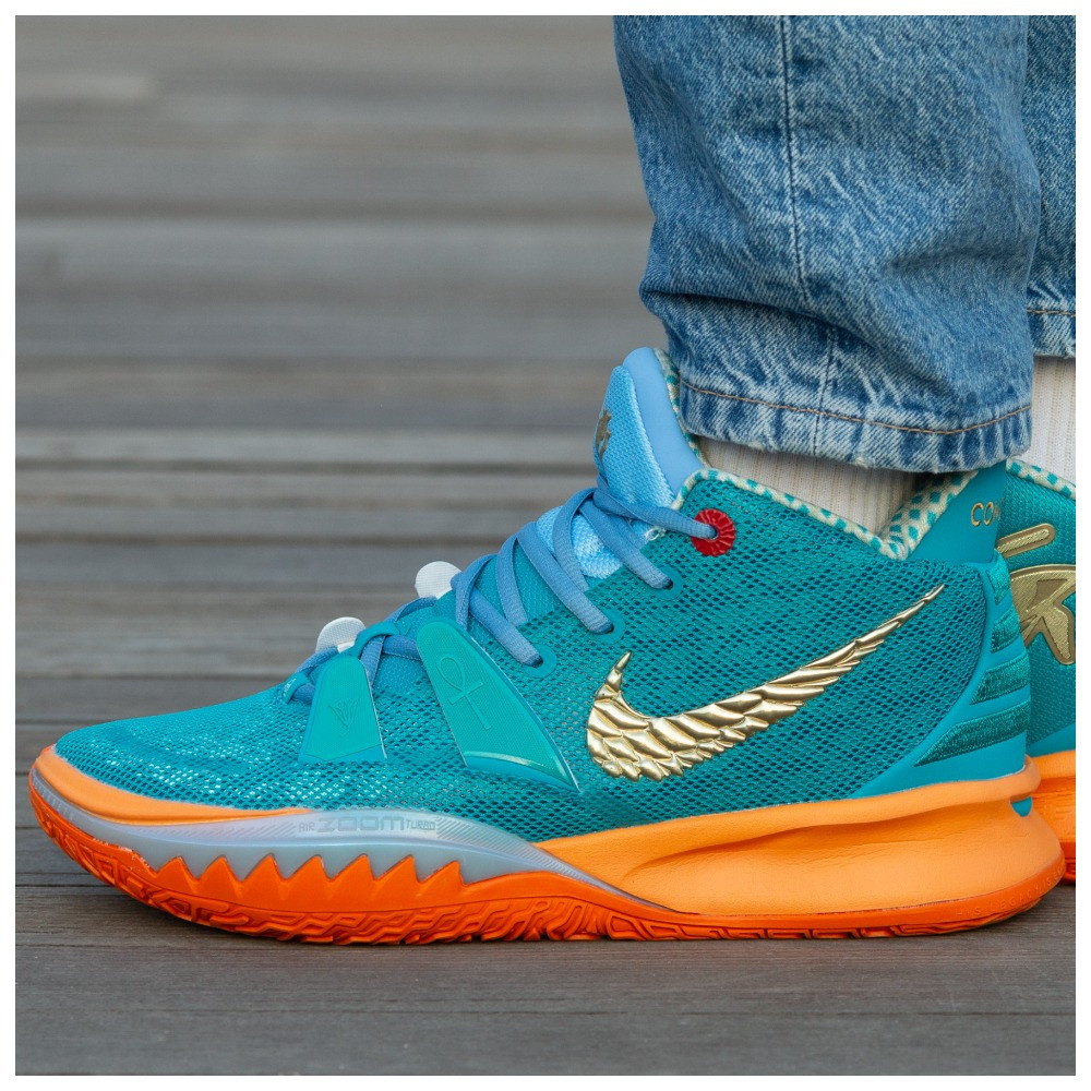 Чоловічі кросівки Nike Kyrie 7 Blue Orange Gold, сині кросівки найк кайрі 7, фото 1