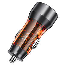 SM  SM Автомобильное зарядное устройство Hoco NZ12 2 USB QC 36W transparent orange, фото 3