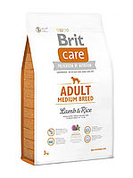 Сухой корм для взрослых собак средних пород Брит Brit Care Adult Medium Breed Lamb & Rice 3 кг