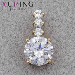 Кулон женский Xuping Jewelry медицинское золото золотистого цвета с кристаллами размер изделия 15х8 мм