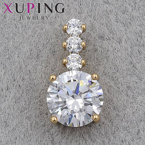 Кулон жіночий Xuping Jewelry медичне золото золотистого кольору з кристалами розмір виробу 15х8 мм
