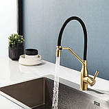 Змішувач для кухні FRAP F4497-3, гнучкий вилив, золото, фото 2