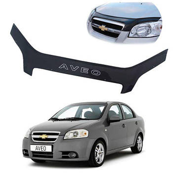 Дефлектор капота мухобойка Chevrolet Aveo T250 2006-2011 Седан Voron Glass