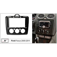 Переходная рамка Ford Focus 2 2005-2011 9" с комплектом проводов (Black)