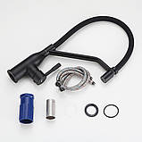 Змішувач для кухні FRAP F4497-6, гнучкий вилив, чорний, фото 4