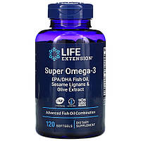 Жирные кислоты Life Extension Super Omega-3, 120 капсул HS