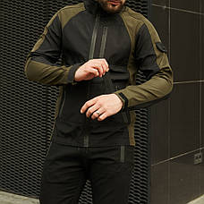 Стильний cпортивний костюм чоловічий Intruder: куртка soft shell light "iForce" Хакі + штани "Hope" Чорні, фото 3
