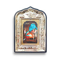 Ікона Різдво Христове, лик 6х9, у пластиковій чорній рамці