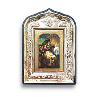 Ікона Різдво Христове, лик 6х9, у пластиковій чорній рамці