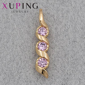 Кулон женский Xuping Jewelry медицинское золото золотистого цвета с розовыми стразами размер изделия 22х4 мм