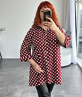 Женская свободная блузка-туника в горошек