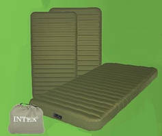 Туристичний односпальний надувний матрац Intex 68727 Super-Tough Airbed + вбудований насос акумуляторний