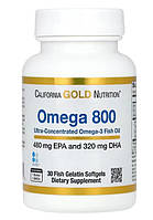 Омега 800 Рыбий жир California GOLD Nutrition, 1000 мг 30 капсул