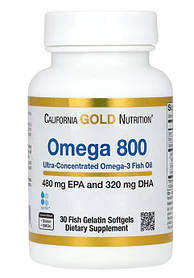 Омега 800 Риб'ячий жир California GOLD Nutrition, 1000 мг 30 капсул