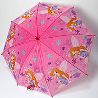 Детский-трость зонтик для девочек с принцессами, Розовый зонтик тросина для девочек