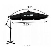 Зонтик садовый с наклоном Bonro B-7218 3м 6 спиц из ПРОЧНОГО ПОЛИЭСТЕРА Черный Польша