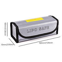 Сумка кейс для хранения LiPo Аккумуляторов Водонепронецаемая огнезащитная 60*75*185mm