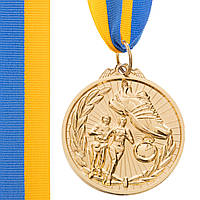 Медаль спортивная с лентой Zelart Бег C-7014 цвет золотой lk