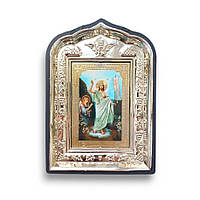 Ікона Воскресіння Христове, Великдень, лик 6х9 у пластиковій чорній рамці