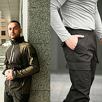 Комплект мужской костюм Intruder: куртка soft shell light "iForce" хаки + брюки "Hope" черные
