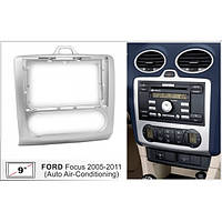 Переходная рамка Ford Focus 2 2005-2011 9" с комплектом проводов (Silver)