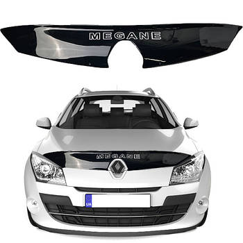 Дефлектор капота мухобойка Renault Megane III 2008-2014 Voron Glass