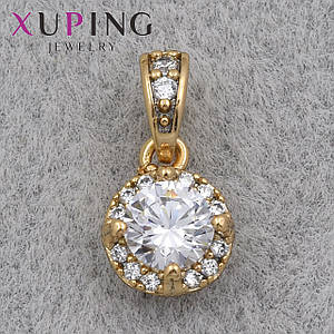 Кулон женский Xuping Jewelry медицинское золото золотистого цвета с белым кристаллом размер изделия 14х7 мм