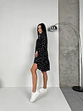 Коктейльна сукня жіноча бебі долл в горошок біле горошок легка сукня з довгим рукавом вільна сукня до коліна, фото 5