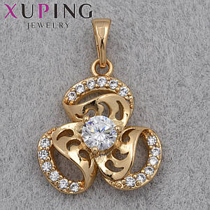 Кулон женский Xuping Jewelry медицинское золото золотистого цвета цветочек с стразами размер изделия 20х17 мм