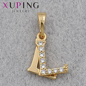 Кулон жіночий Xuping Jewelry медичне золото золотистого кольору буква зі стразами розмір виробу 14х16 мм