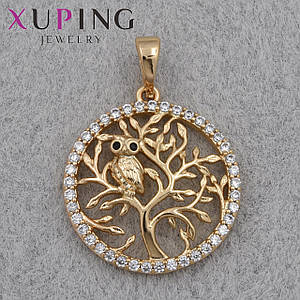 Кулон женский Xuping Jewelry медицинское золото золотистого цвета сова на дереве размер изделия 20х20 мм