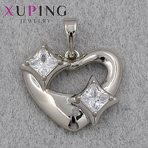 Кулон женский Xuping Jewelry медицинское золото серебристого цвета сердце с стразами размер изделия 17х17 мм
