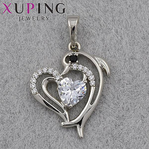 Кулон жіночий Xuping Jewelry медичне золото сріблястого кольору дельфін із камінчиками розмір виробу 20х16 мм