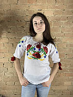 Жіноча вишита сорочка маками із домотканого полотна
